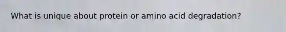 What is unique about protein or amino acid degradation?