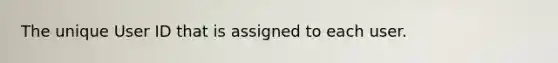The unique User ID that is assigned to each user.