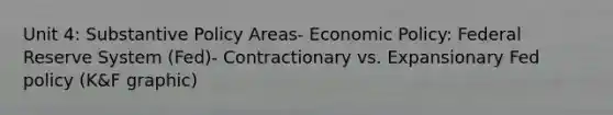 Unit 4: Substantive Policy Areas- Economic Policy: Federal Reserve System (Fed)- Contractionary vs. Expansionary Fed policy (K&F graphic)