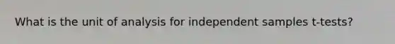 What is the unit of analysis for independent samples t-tests?