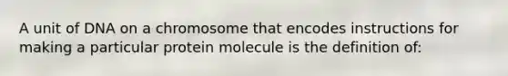 A unit of DNA on a chromosome that encodes instructions for making a particular protein molecule is the definition of: