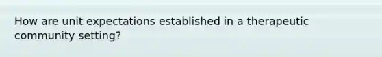How are unit expectations established in a therapeutic community setting?
