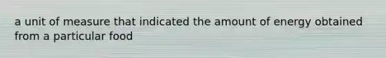 a unit of measure that indicated the amount of energy obtained from a particular food