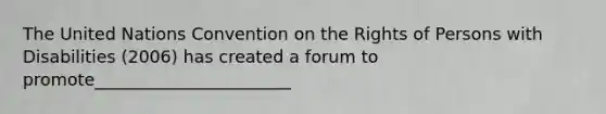 The United Nations Convention on the Rights of Persons with Disabilities (2006) has created a forum to promote_______________________