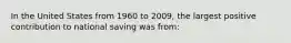 In the United States from 1960 to 2009, the largest positive contribution to national saving was from: