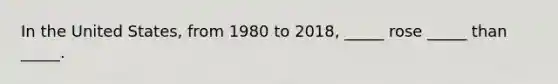 In the United States, from 1980 to 2018, _____ rose _____ than _____.