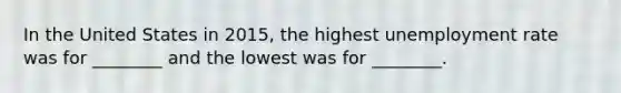 In the United States in 2015, the highest unemployment rate was for ________ and the lowest was for ________.