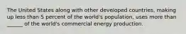 The United States along with other developed countries, making up less than 5 percent of the world's population, uses more than ______ of the world's commercial energy production.