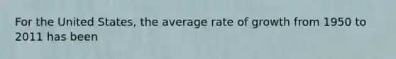 For the United States, the average rate of growth from 1950 to 2011 has been