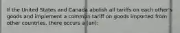 If the United States and Canada abolish all tariffs on each other's goods and implement a common tariff on goods imported from other countries, there occurs a (an):