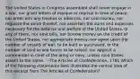 The United States in Congress assembled shall never engage in a war, nor grant letters of marque or reprisal in time of peace, nor enter into any treaties or alliances, nor coin money, nor regulate the value thereof, nor ascertain the sums and expenses necessary for the defense and welfare of the United States, or any of them, nor emit bills, nor borrow money on the credit of the United States, nor appropriate money, nor agree upon the number of vessels of war, to be built or purchased, or the number of land or sea forces to be raised, nor appoint a commander in chief of the army or navy, unless nine States assent to the same. ---The Articles of Confederation, 1781 Which of the following statements best illustrates the central idea of this excerpt from The Articles of Confederation?