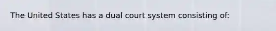 The United States has a dual court system consisting of: