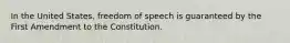 In the United States, freedom of speech is guaranteed by the First Amendment to the Constitution.