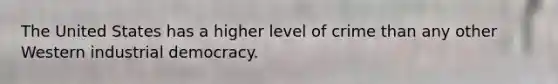 The United States has a higher level of crime than any other Western industrial democracy.