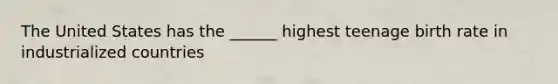 The United States has the ______ highest teenage birth rate in industrialized countries