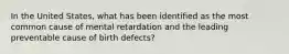 In the United States, what has been identified as the most common cause of mental retardation and the leading preventable cause of birth defects?