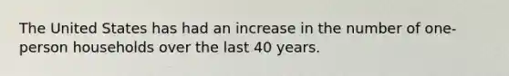 The United States has had an increase in the number of one-person households over the last 40 years.