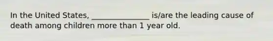 In the United States, _______________ is/are the leading cause of death among children more than 1 year old.