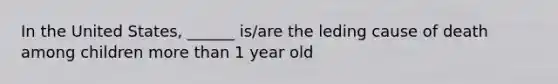 In the United States, ______ is/are the leding cause of death among children more than 1 year old