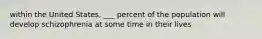 within the United States, ___ percent of the population will develop schizophrenia at some time in their lives