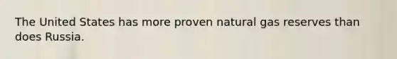 The United States has more proven natural gas reserves than does Russia.