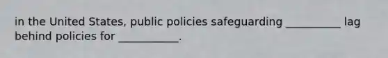 in the United States, public policies safeguarding __________ lag behind policies for ___________.