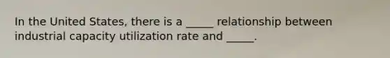 In the United States, there is a _____ relationship between industrial capacity utilization rate and _____.