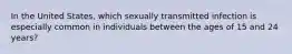 In the United States, which sexually transmitted infection is especially common in individuals between the ages of 15 and 24 years?