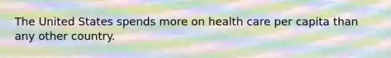 The United States spends more on health care per capita than any other country.