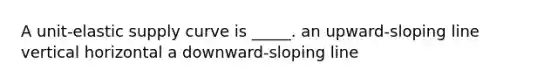 A unit-elastic supply curve is _____. an upward-sloping line vertical horizontal a downward-sloping line