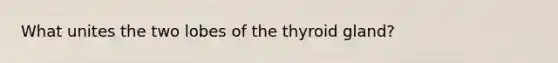 What unites the two lobes of the thyroid gland?