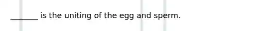 _______ is the uniting of the egg and sperm.