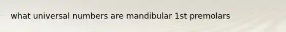 what universal numbers are mandibular 1st premolars