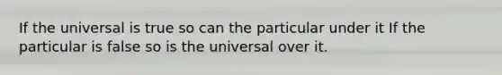 If the universal is true so can the particular under it If the particular is false so is the universal over it.