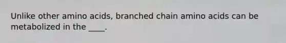 Unlike other amino acids, branched chain amino acids can be metabolized in the ____.