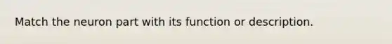 Match the neuron part with its function or description.