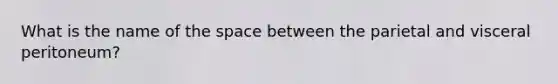 What is the name of <a href='https://www.questionai.com/knowledge/k0Lyloclid-the-space' class='anchor-knowledge'>the space</a> between the parietal and visceral peritoneum?