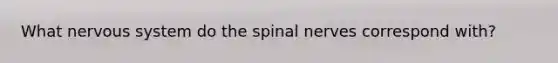 What nervous system do the <a href='https://www.questionai.com/knowledge/kyBL1dWgAx-spinal-nerves' class='anchor-knowledge'>spinal nerves</a> correspond with?