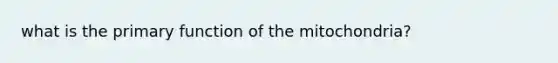 what is the primary function of the mitochondria?