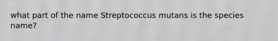 what part of the name Streptococcus mutans is the species name?