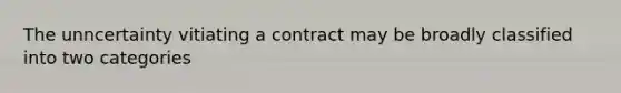 The unncertainty vitiating a contract may be broadly classified into two categories