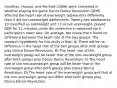 Unnithan, Houser, and Fernhall (2006) were interested in whether playing the game Dance Dance Revolution (DDR) affected the heart rate of overweight adolescents differently than it did non-overweight adolescents. Twenty-two adolescents, 10 classified as overweight and 12 as not overweight, played DDR for 12 minutes, while the researchers measured each participant's heart rate. On average, the researchers found no difference between the heart rate of the two groups. The research hypothesis for this study is that: A) There will be no difference in the heart rate of the two groups after both groups play Dance Dance Revolution. B) The heart rate of the overweight group will be faster that of the non-overweight group after both groups play Dance Dance Revolution. C) The heart rate of the non-overweight group will be faster that of the overweight group after both groups play Dance Dance Revolution. D) The heart rate of the overweight group and that of the non-overweight group will differ after both groups play Dance Dance Revolution.