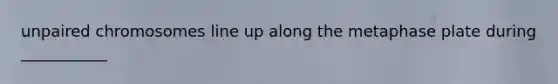 unpaired chromosomes line up along the metaphase plate during ___________