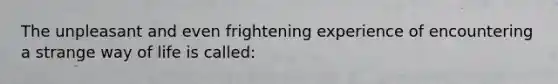 The unpleasant and even frightening experience of encountering a strange way of life is called: