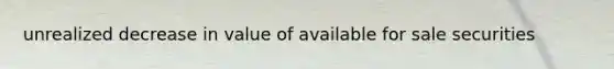 unrealized decrease in value of available for sale securities