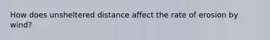 How does unsheltered distance affect the rate of erosion by wind?