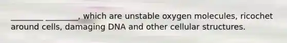 ________ ________, which are unstable oxygen molecules, ricochet around cells, damaging DNA and other cellular structures.