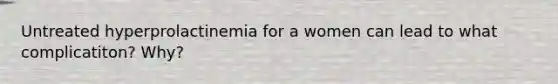 Untreated hyperprolactinemia for a women can lead to what complicatiton? Why?