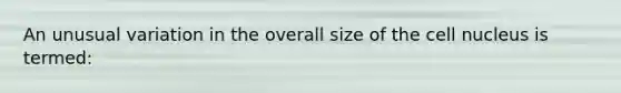 An unusual variation in the overall size of the cell nucleus is termed: