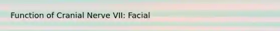 Function of Cranial Nerve VII: Facial